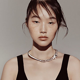 Boucle Sellier Inflexible necklace, large model - Silver | Hermès